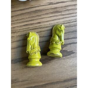 Vintage Midcentury Medieval Duncan Ceramic Hand Painted Chess Pieces Knights